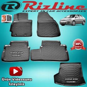 Rizline Toyota Corolla 3D Paspas + 3D Bagaj Havuzu Sedan 2007-2013 Arası Siyah Set