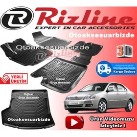 Rizline Toyota Corolla 3D Paspas + 3D Bagaj Havuzu Sedan 2007-2013 Arası Siyah Set