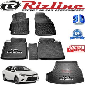 Rizline Toyota Corolla 3D Paspas + 3D Bagaj Havuzu Sedan 2013 - 2018 Arası Siyah Set