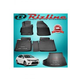 Rizline Toyota Corolla 3D Paspas + 3D Bagaj Havuzu Sedan 2013 - 2018 Arası Siyah Set