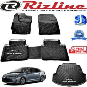 Rizline Toyota Corolla 3D Paspas + 3D Bagaj Havuzu Sedan 2019 Sonrası Siyah Set