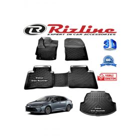 Rizline Toyota Corolla 3D Paspas + 3D Bagaj Havuzu Sedan 2019 Sonrası Siyah Set