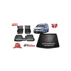 Rizline Volkswagen Caddy 2015-2019 Arası 3D Paspas + Bagaj Havuzu Set