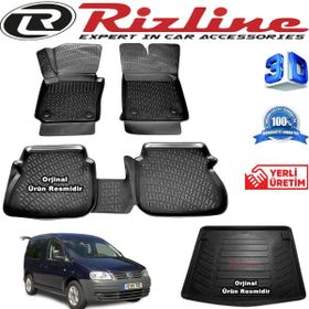 Rizline Volkswagen Caddy 3D Paspas + 3D Bagaj Havuzu 2004-2010 Arası Siyah Set