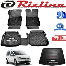 Rizline Volkswagen Caddy 3D Paspas + 3D Bagaj Havuzu 2010-2015 Arası Siyah Set