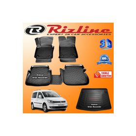 Rizline Volkswagen Caddy 3D Paspas + 3D Bagaj Havuzu 2010-2015 Arası Siyah Set