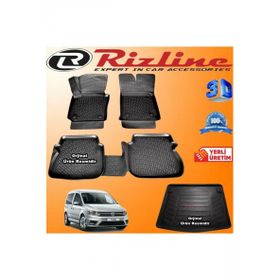 Rizline Volkswagen Caddy 3D Paspas + 3D Bagaj Havuzu 2015-2020 Arası Siyah Set