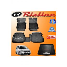 Rizline Volkswagen Caddy 3D Paspas + 3D Bagaj Havuzu 2015-2020 Arası Siyah Set