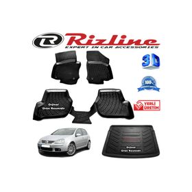 Rizline Volkswagen Golf 5 3D Paspas + 3D Bagaj Havuzu HB 2004-2009 Arası Siyah Set
