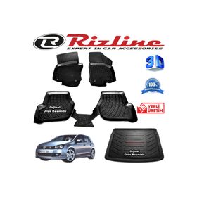 Rizline Volkswagen Golf 6 3D Paspas + 3D Bagaj Havuzu HB 2009-2013 Arası Siyah Set