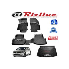 Rizline Volkswagen Golf 7 3D Paspas + 3D Bagaj Havuzu HB 2013-2020 Arası Siyah Set