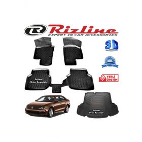 Rizline Volkswagen Jetta 3D Paspas + 3D Cepli Bagaj Havuzu 2011-2015 Arası Siyah Set