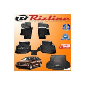 Rizline Volkswagen Jetta 3D Paspas + 3D Cepli Bagaj Havuzu 2011-2015 Arası Siyah Set