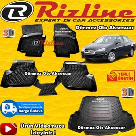 Rizline Volkswagen Jetta Paspası Siyah 2006-2011 Arası 3D Bagaj Havuzu