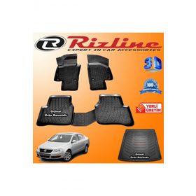 Rizline Volkswagen Passat 3C B6 3D Paspas + 3D Bagaj Havuzu 2005-2010 Arası Siyah Set