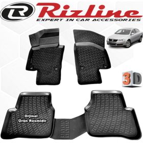 Rizline Volkswagen Passat B6 Siyah Sedan 2005-2010 Aras 3D Havuzlu Paspas
