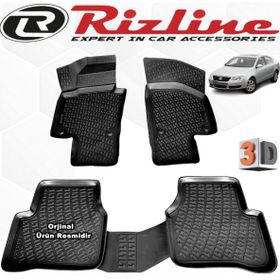 Rizline Volkswagen Passat B6 Siyah Sedan 2005-2010 Aras 3D Havuzlu Paspas