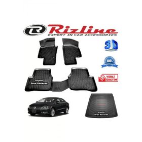 Rizline Volkswagen Passat CC 3D Paspas + 3D Bagaj Havuzu 2012-2020 Arası Siyah Set