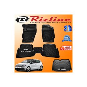 Rizline Volkswagen Polo 6R 3D Paspas + 3D Üst Bagaj Havuzu HB 2010-2017 Arası Siyah Set