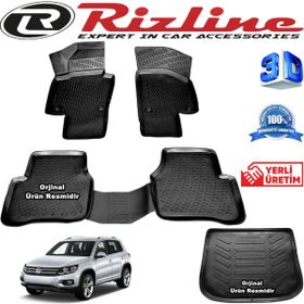 Rizline Volkswagen Tiguan 3D Paspas + 3D Bagaj Havuzu 2007 - 2016 Arası Siyah Set