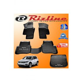 Rizline Volkswagen Tiguan 3D Paspas + 3D Bagaj Havuzu 2007 - 2016 Arası Siyah Set