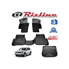 Rizline Volkswagen Tiguan 3D Paspas + 3D Bagaj Havuzu 2007 - 2016 Arası Siyah Set