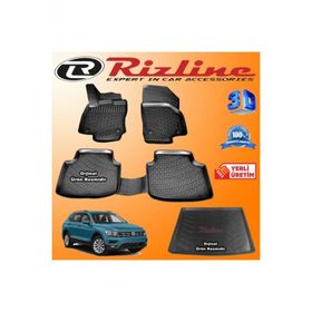 Rizline Volkswagen Tiguan 3D Paspas + 3D Bagaj Havuzu 2016-2020 Arası Siyah Set