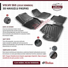 Rizline Volvo S60 2010 ve Sonrası 3D Havuzlu Oto Paspas