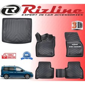 Rizline Vw Caddy 2020 Sonrası 3D Paspas + Bagaj Havuzu