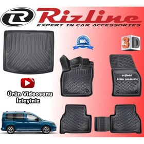 Rizline Vw Caddy 2020 Sonrası 3D Paspas + Bagaj Havuzu