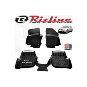 Rizline VW Golf 5 HB 2004 - 2009 Arası Siyah 4 Parça Set 3D Havuzlu Paspas
