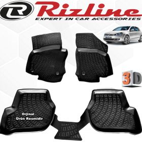 Rizline VW Golf 6 HB 2009 - 2013 Arası Siyah 4 Parça Set 3D Havuzlu Paspas