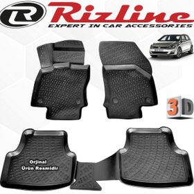 Rizline VW Golf 7 HB 2013 - 2019 Arası Siyah 4'lü Set 3D Havuzlu Paspas