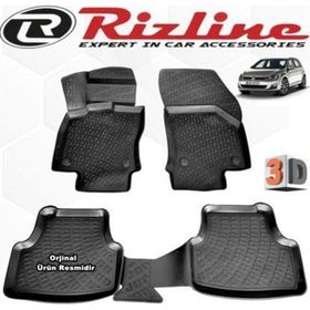 Rizline VW Golf 7 HB 2013 - 2020 Arası Siyah 4 Parça Set 3D Havuzlu Paspas