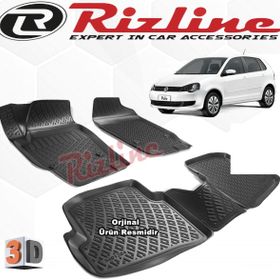 Rizline VW Polo HB 2002 - 2009 Arası Siyah 4'lü Set 3D Havuzlu Paspas