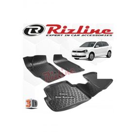 Rizline VW Polo HB 2002 - 2009 Arası Siyah 4'lü Set 3D Havuzlu Paspas