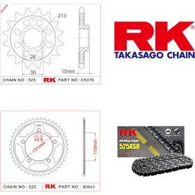 RK Bmw S 1000 Rr RK 525 Xso 17/45 T Zincir Dişli Set Zincir