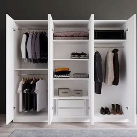 Robin Home 6 Kapaklı Çekmeceli Aynalı Beyaz Gardırop