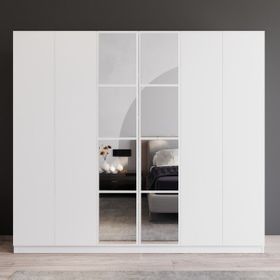 Robin Home 6 Kapaklı Çekmeceli Aynalı Beyaz Gardırop