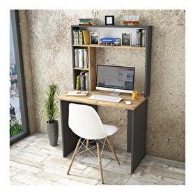 Robin Home Cornelia Çam Gri Çalışma Masası Kitaplık