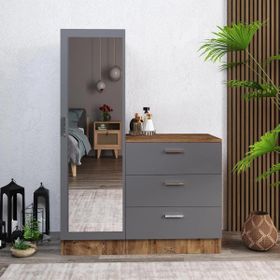 Robin Home Lyana Aynalı Çam Gri Şifonyer