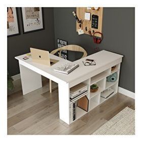Robin Home Martin Beyaz Raflı L Ofis Çalışma Masası