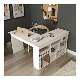 Robin Home Martin Beyaz Raflı L Ofis Çalışma Masası