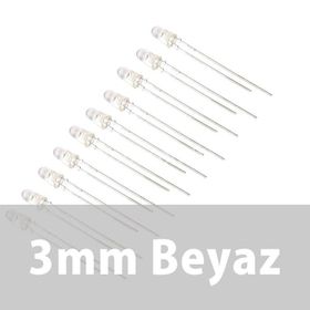 Robocombo 10 Adet 3 mm Şeffaf Beyaz Led