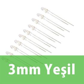 Robocombo 10 Adet 3 mm Şeffaf Yeşil Diyot Led
