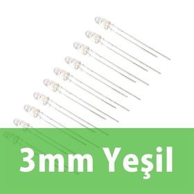 Robocombo 10 Adet 3 mm Şeffaf Yeşil Diyot Led