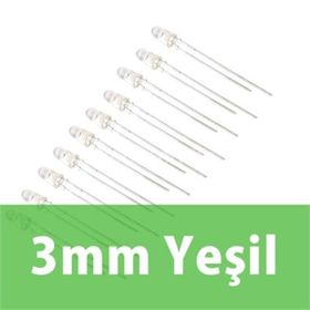 Robocombo 10 Adet 3 mm Şeffaf Yeşil Diyot Led