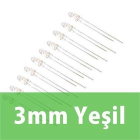 Robocombo 10 Adet 3 mm Şeffaf Yeşil Diyot Led