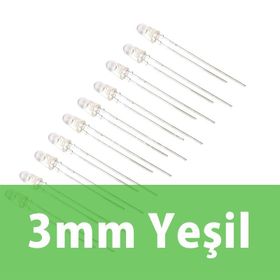 Robocombo 10 Adet 3 mm Şeffaf Yeşil Diyot Led