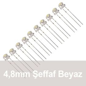 Robocombo 10 Adet 4.8 mm Şeffaf Beyaz Mantar Led